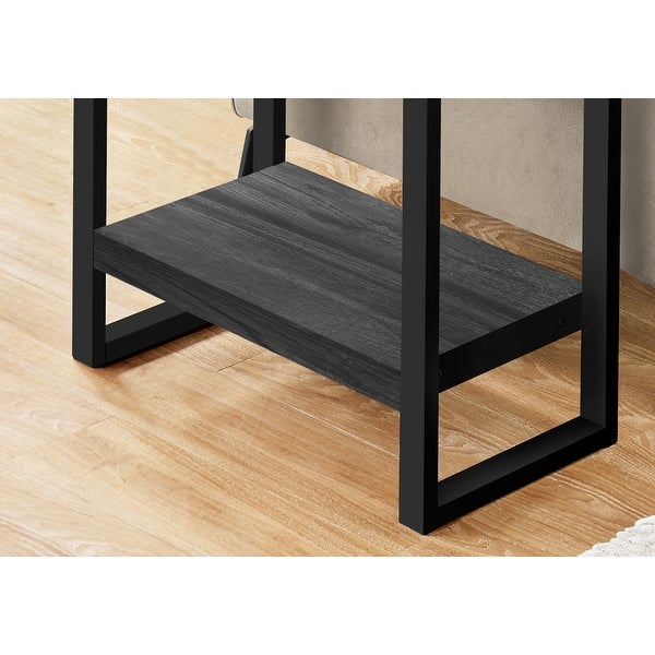 Modern Accent Table - Black Reclaimed Wood-Look / Black Metal - 23.75