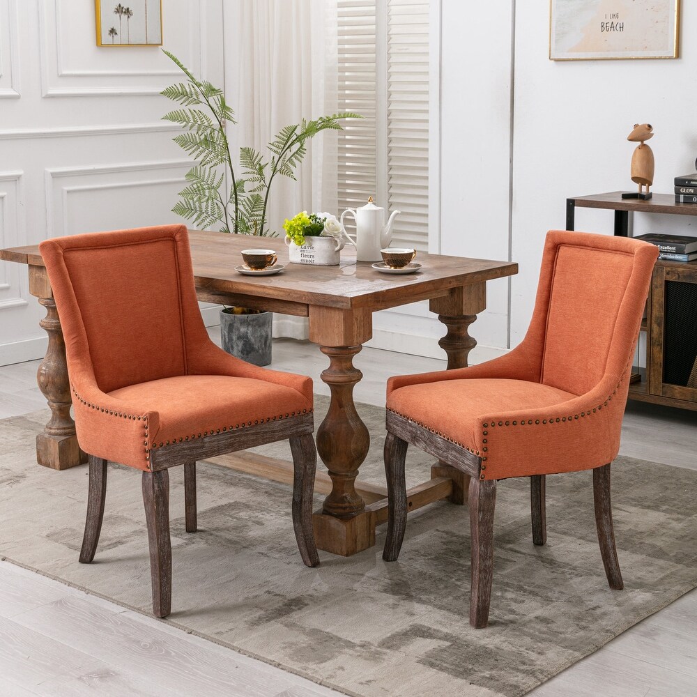 Thickened Fabric Dining Chair with Neutrally Toned Solid Wood Legs