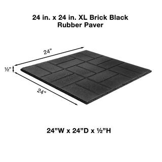 Envirotile 24 in. x 24 in. Rubber XL Brick Black Paver MT5001194