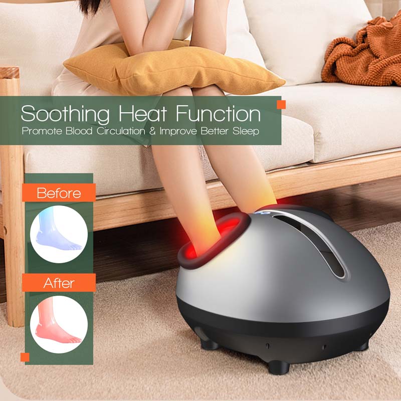 Electric Heated Foot Massager, Shiatsu Deep Kneading Plantar Feet Massage Machine for Pain Foot Muscle Relief with Auto-Off Timer