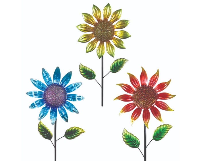 18 inch Shimmering Metal Flower Garden Stake (Assorted)