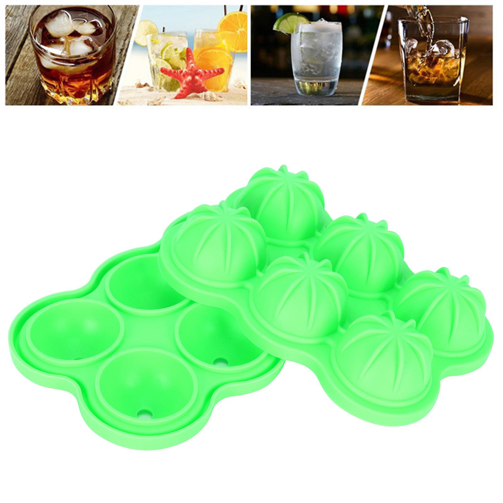 Silicone Ice Ball Mold， Reusable Silicone Round Ice Tray With Lids Ice Cube Tray Maker For Kitchen Bar， 6 Grid[green]