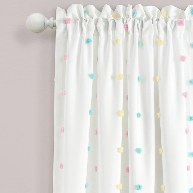 Kids x27 Rainbow Tufted Dot Single Window Curtain Panel Lush D cor