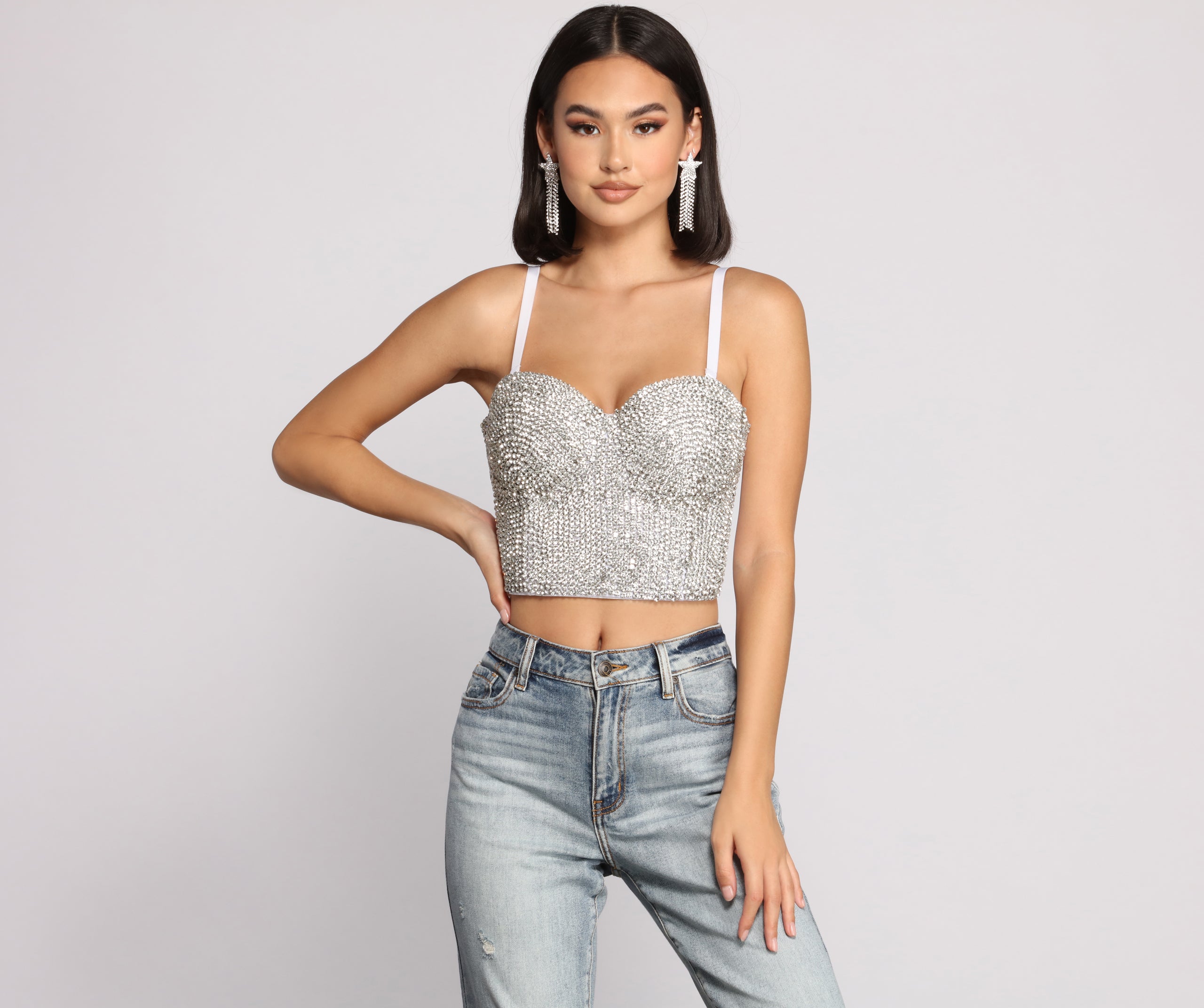 Daring Rhinestone Diva Cropped Bustier