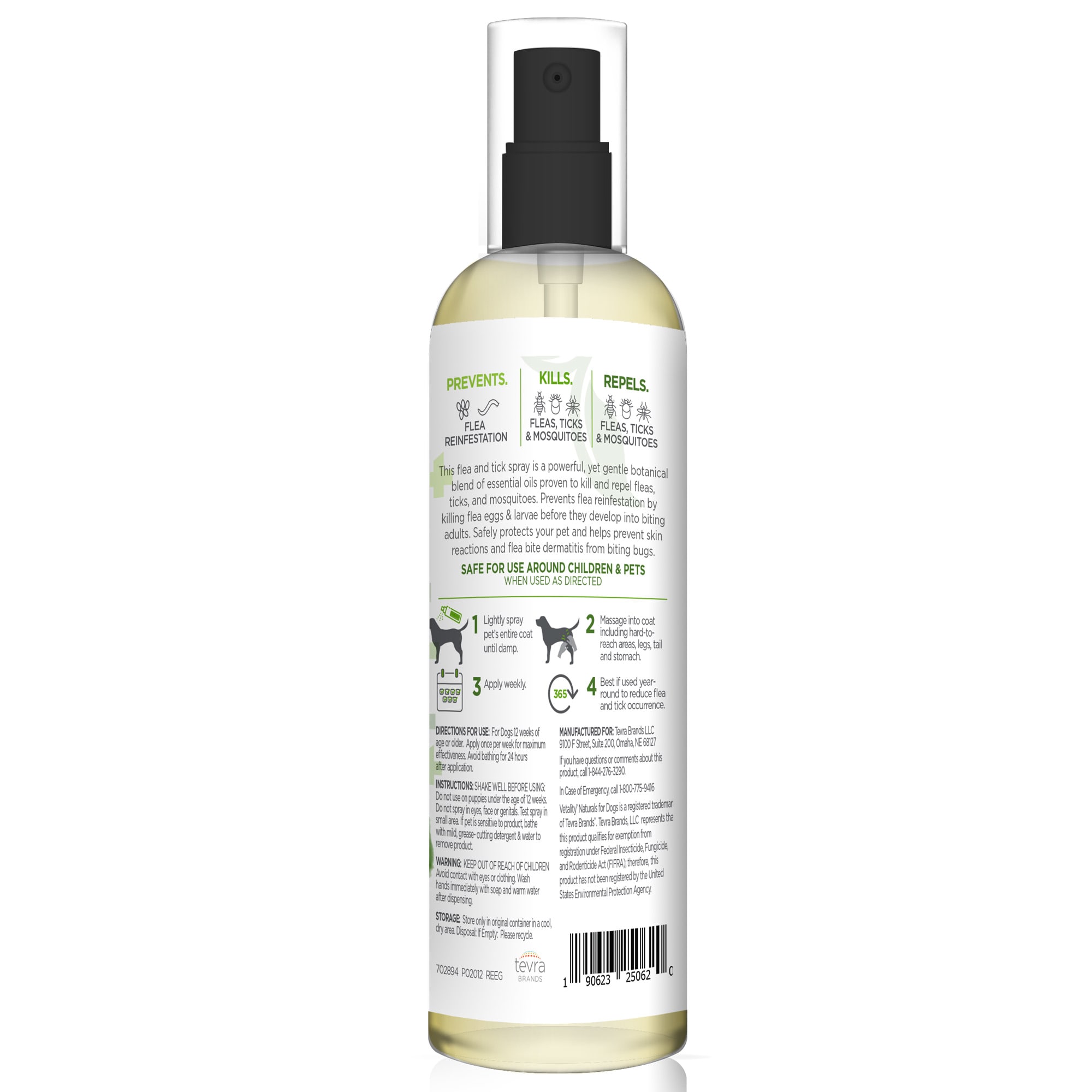 Vetality Naturals Flea  Tick Dog Spray， 8 fl. oz.