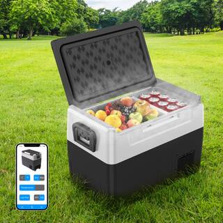 ProMounts 55 Liter14.5 Gallon 86 Can Capacity Smart Portable Dual Zone Electric Car Fridge Camping Chest Cooler with Wheels OPCF5501