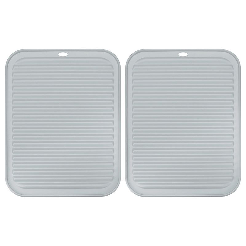 2 Pcs 12 x 9 Under Sink Drain Pad Silicone Dish Drying Mat Set