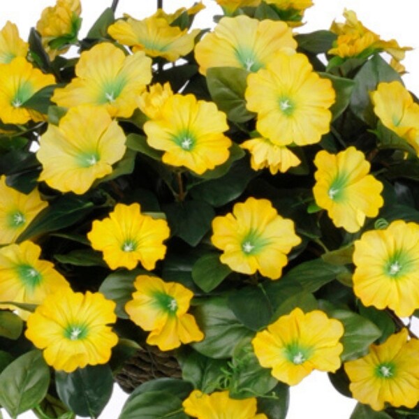 Faux Yellow Petunia Hanging Basket