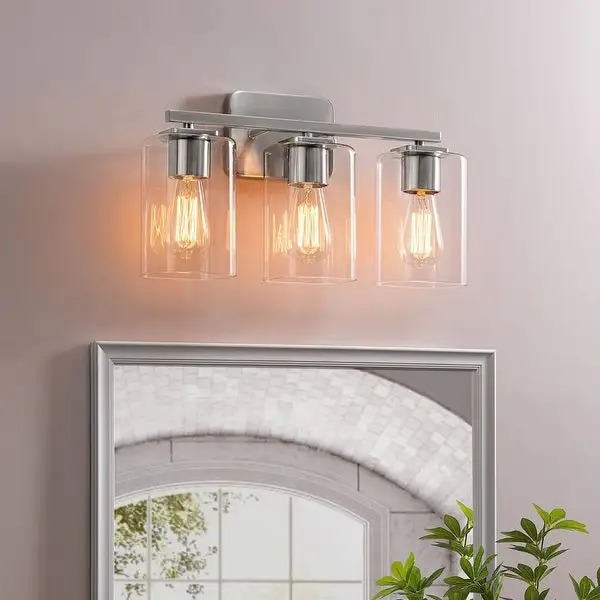 KAWOTI 3 Light Bathroom Vanity Light with rectangular Glass Shade