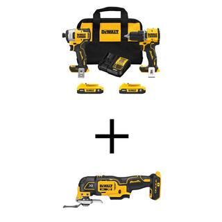 DW ATOMIC 20-Volt MAX Lithium-Ion Cordless Combo Kit (2-Tool) and Oscillating Tool with (2) 2Ah Batteries Charger and Bag DCK225D2WCS356B