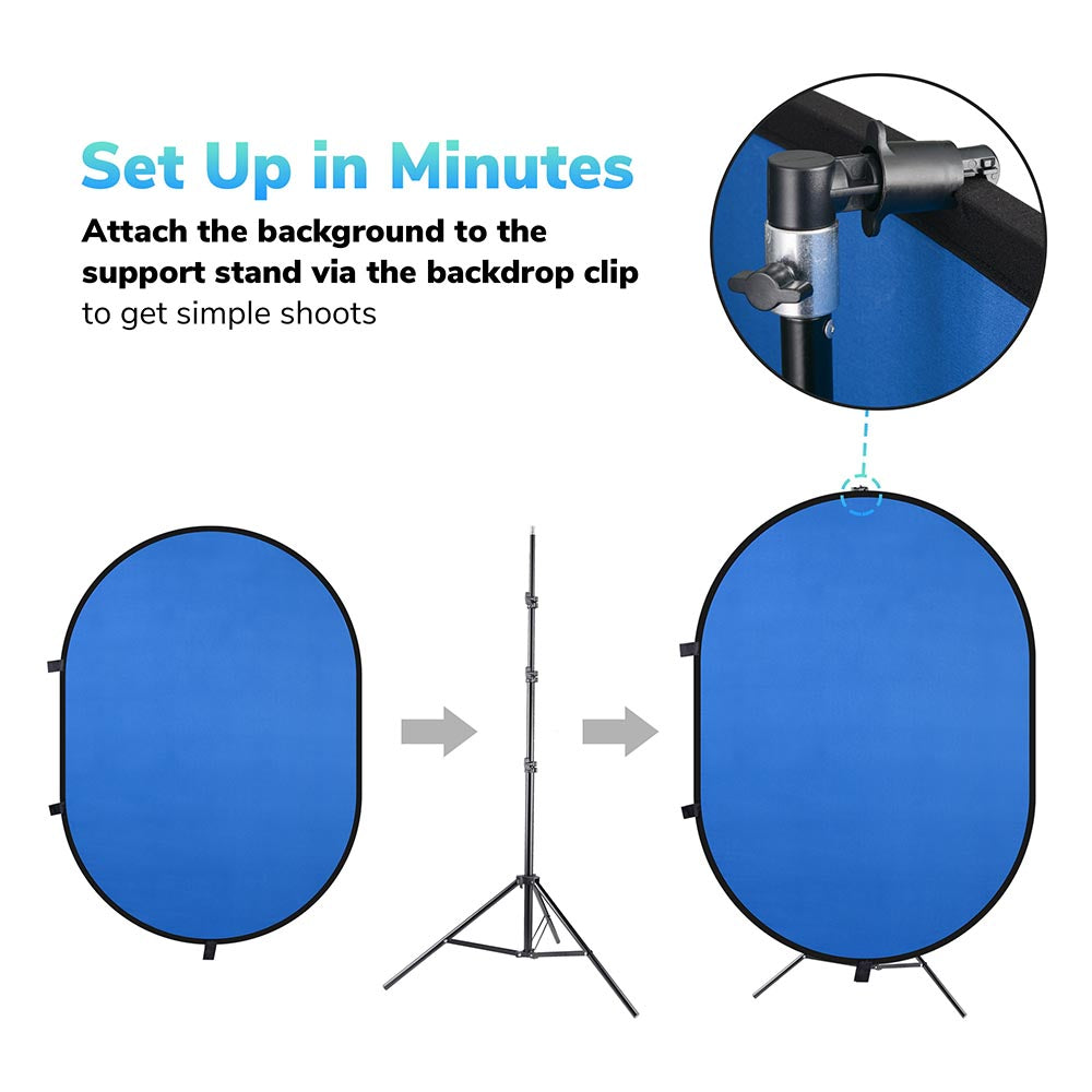 Yescom Blue-Green Chromakey Collapsible Background with Stand, 5'x7'