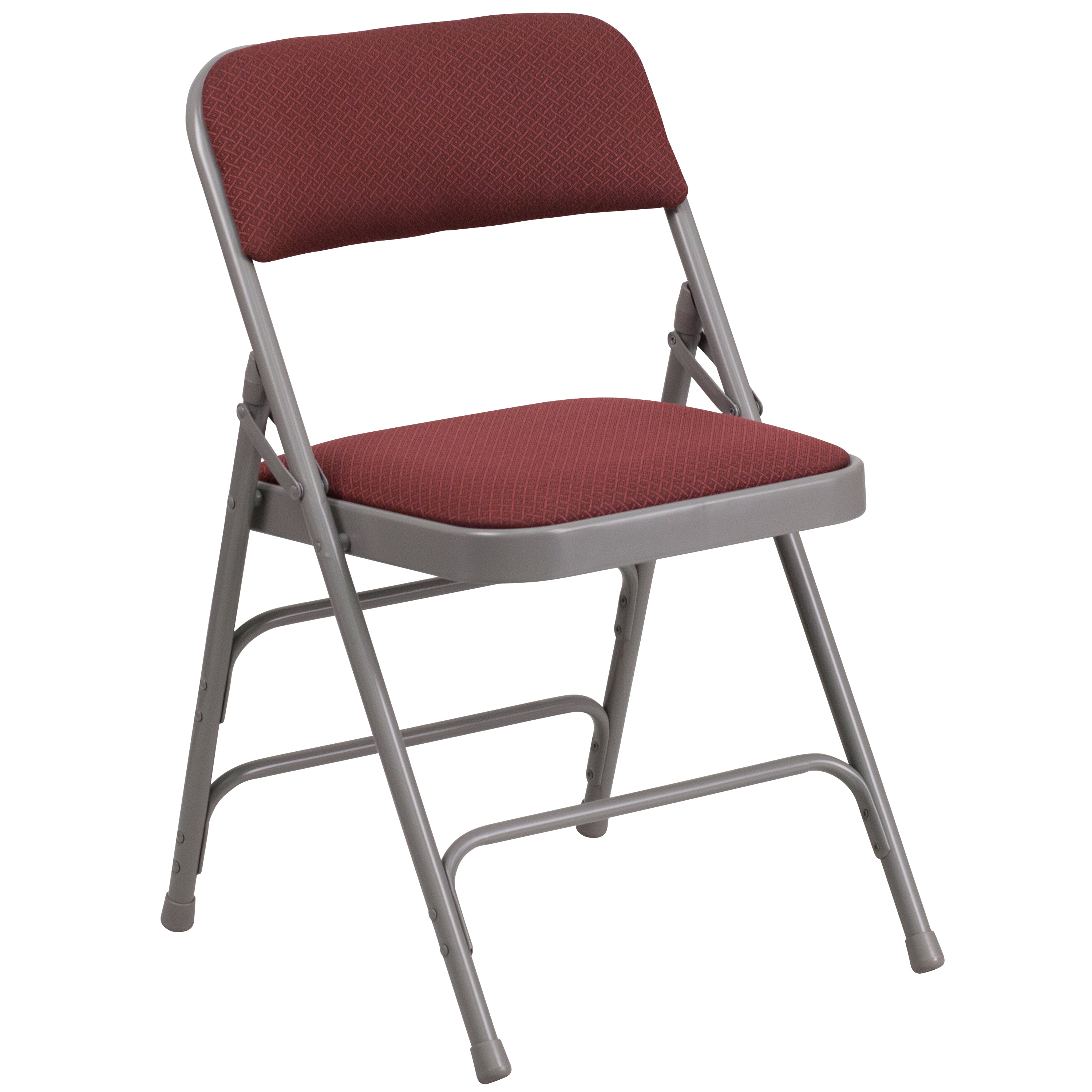 Flash Furniture HERCULES Series Curved Triple Braced & Double Hinged Burgundy Patterned Fabric Metal Folding Chair