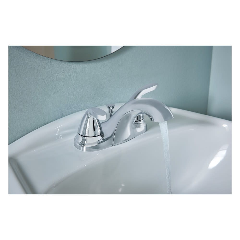 Moen Adler Bathroom Faucet 4 Centerset 2 Handle Chrome LowArc