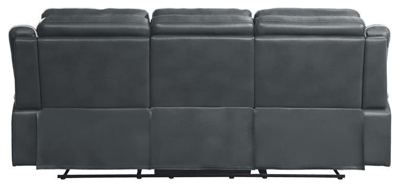 Lexicon Darwan Faux Leather Lay Flat Double Reclining Sofa in Dark Gray   Contemporary   Sofas   by Homesquare  Houzz