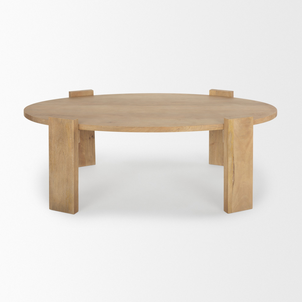 Evelyn Light Brown Solid Wood Oval Coffee Table   Modern   Coffee Tables   by Mercana  Houzz