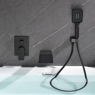 Boyel Living Wall Mount Single-Handle 3-Spray Tub and Shower Faucet with Handheld Shower Head in Matte Black (Valve Included) BL-33016B