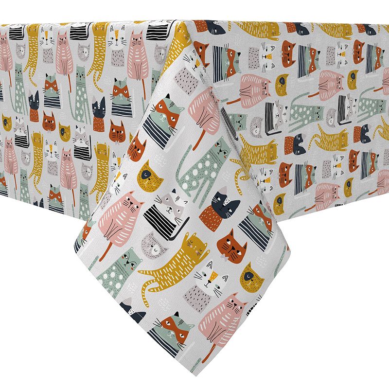 Rectangular Tablecloth， 100% Cotton， 60x104， Cats with Attitude