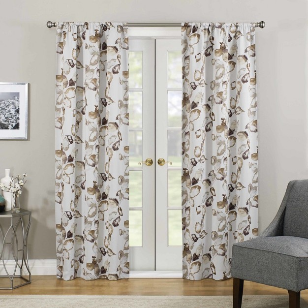 Blackout Floral Paige Thermaweave Curtain Panel Tan Eclipse