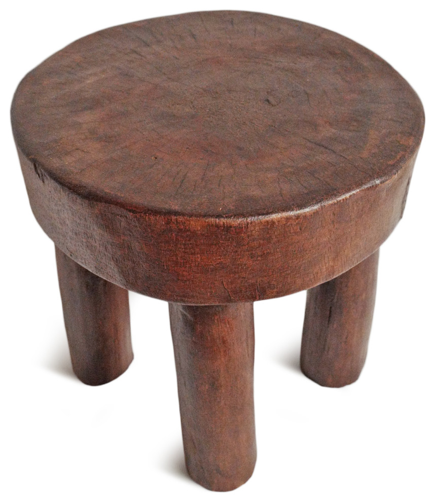 Consigned Ivory Coast Wood Stool 11   Rustic   Accent And Garden Stools   by Design Mix Furniture  Houzz