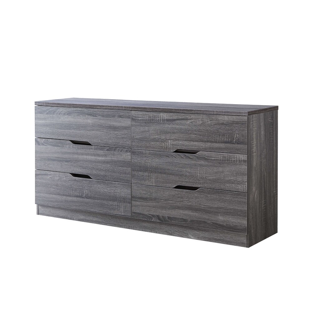 Marlone Contemporary 56 inch Wide 6 Drawer Double Dresser by Furniture of America