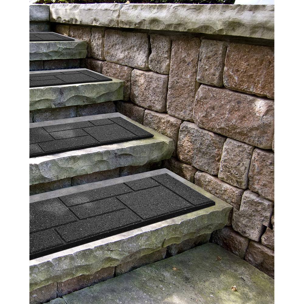 Multy Home Envirotile 10 in. x 24 in. Rectangle Black Cobblestone Rubber Stair Tread MT5001764