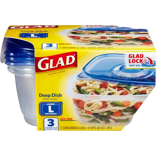 Glad 3-Count 64 oz Deep Dish Food Containers