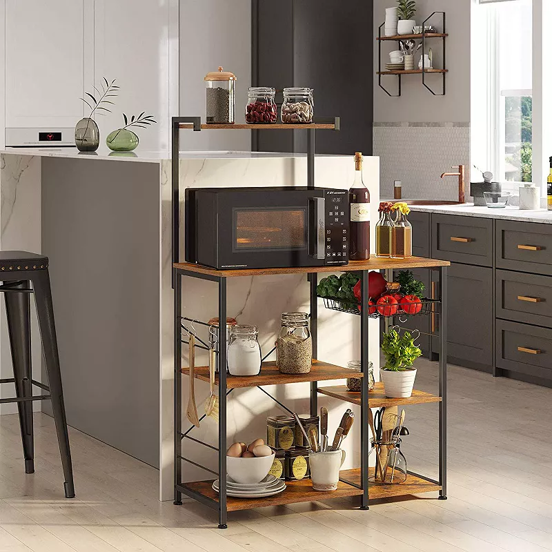 Industrial Brown Baker’s Rack with Shelves