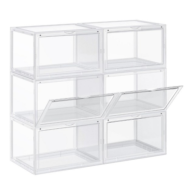 Songmcis Shoe Boxes Stackable Shoe Storage Boxes With Lids 12 Pack Shoe Boxes Clear Plastic Stackable Shoe Organizers For Closet