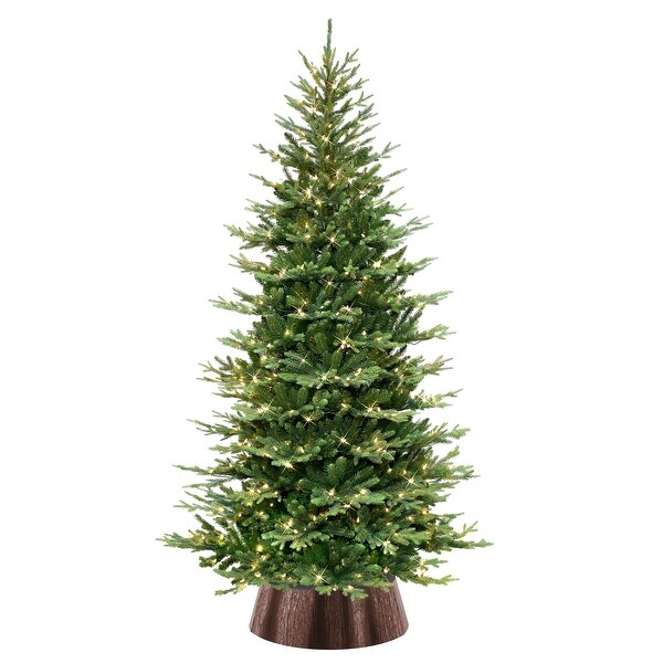 Puleo International 7.5' PreLit Slim Chatham Spruce Artificial Christmas Tree with Matching Skirt