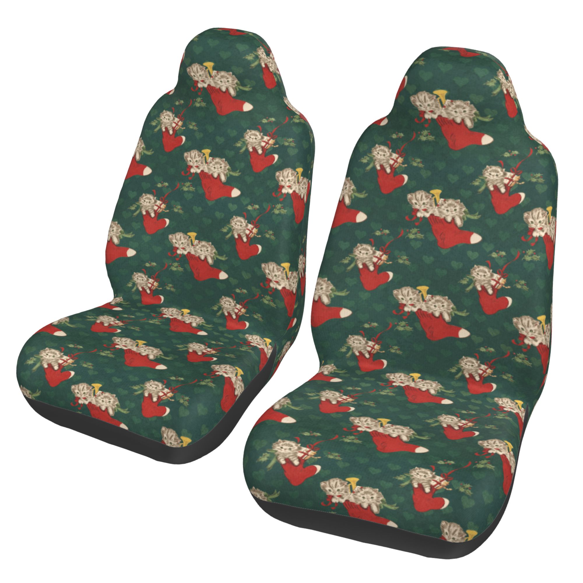 ZICANCN Car Seat Cover Funny Christmas Boots Cats Car Front Seat Covers Protectors ， Automotive Seat Covers for Cars Trucks Suv