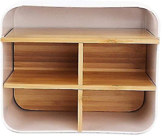 Wooden Desktop Remote Control Holder Storage Box， For Up To Remote Controls， Also As An Organizer