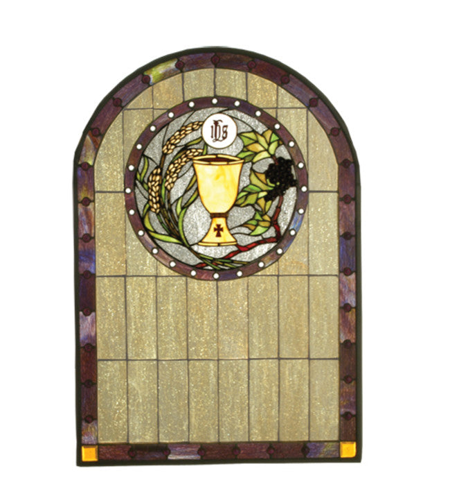 Meyda Tiffany 51129 Tiffany Arched Stained Glass Window Pane From The Sacrament Collection