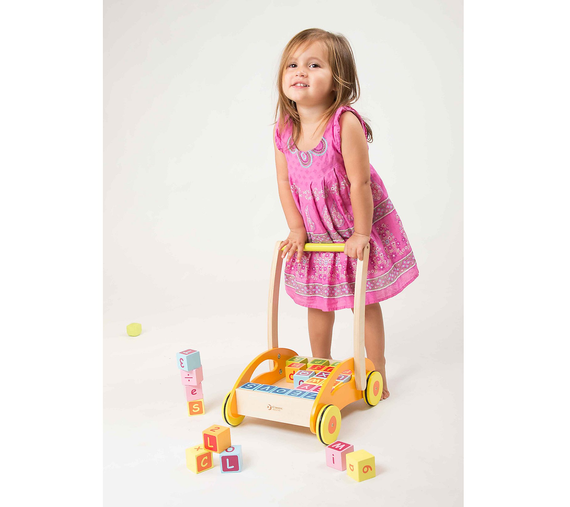 Classic World Toys Wood Baby Walker with Blocks