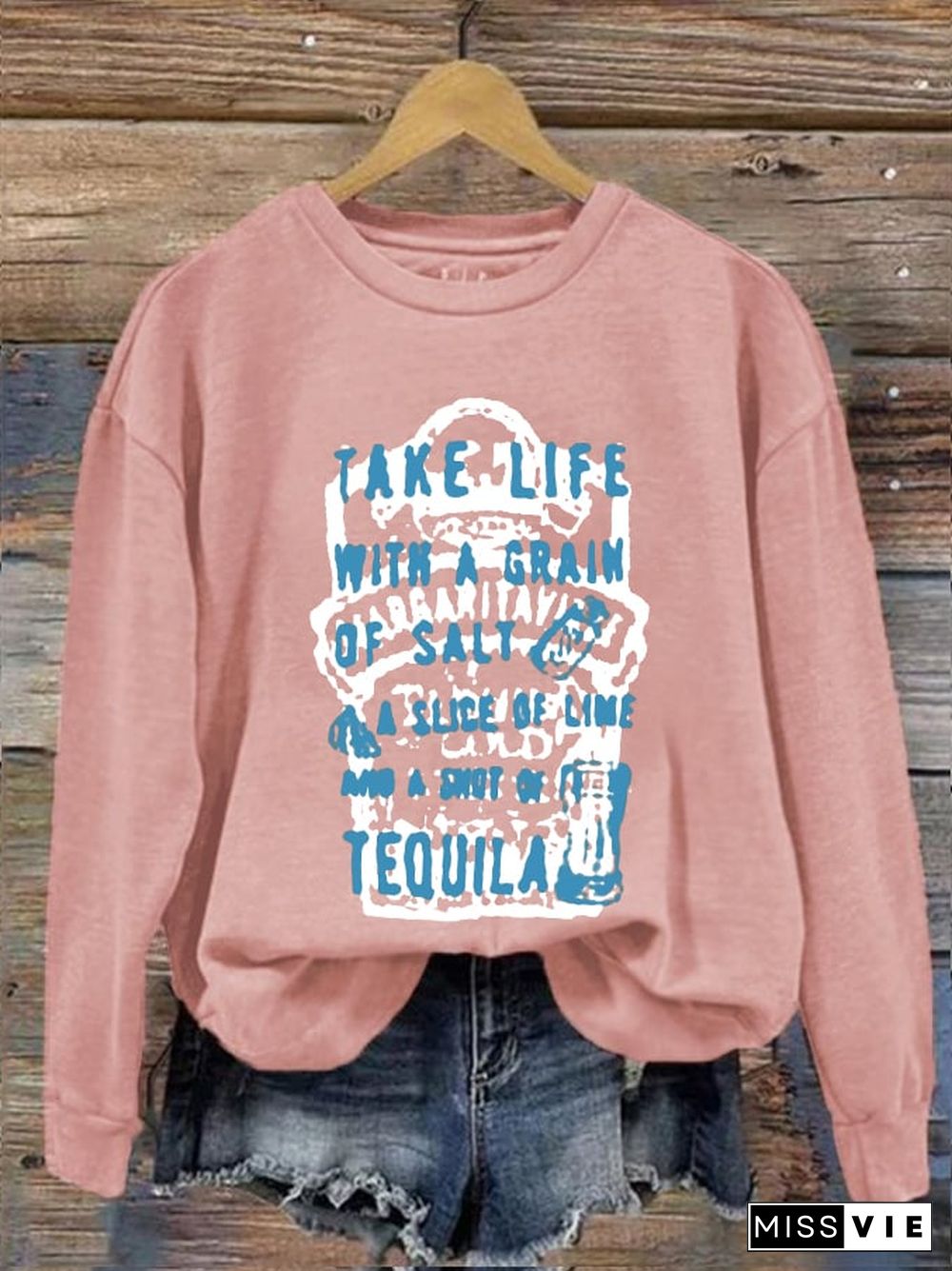 Women's Rip Jimmy Take Life With A Grin of Salt A Slice of Lime And A Shot of Tequila Printed Sweatshirt