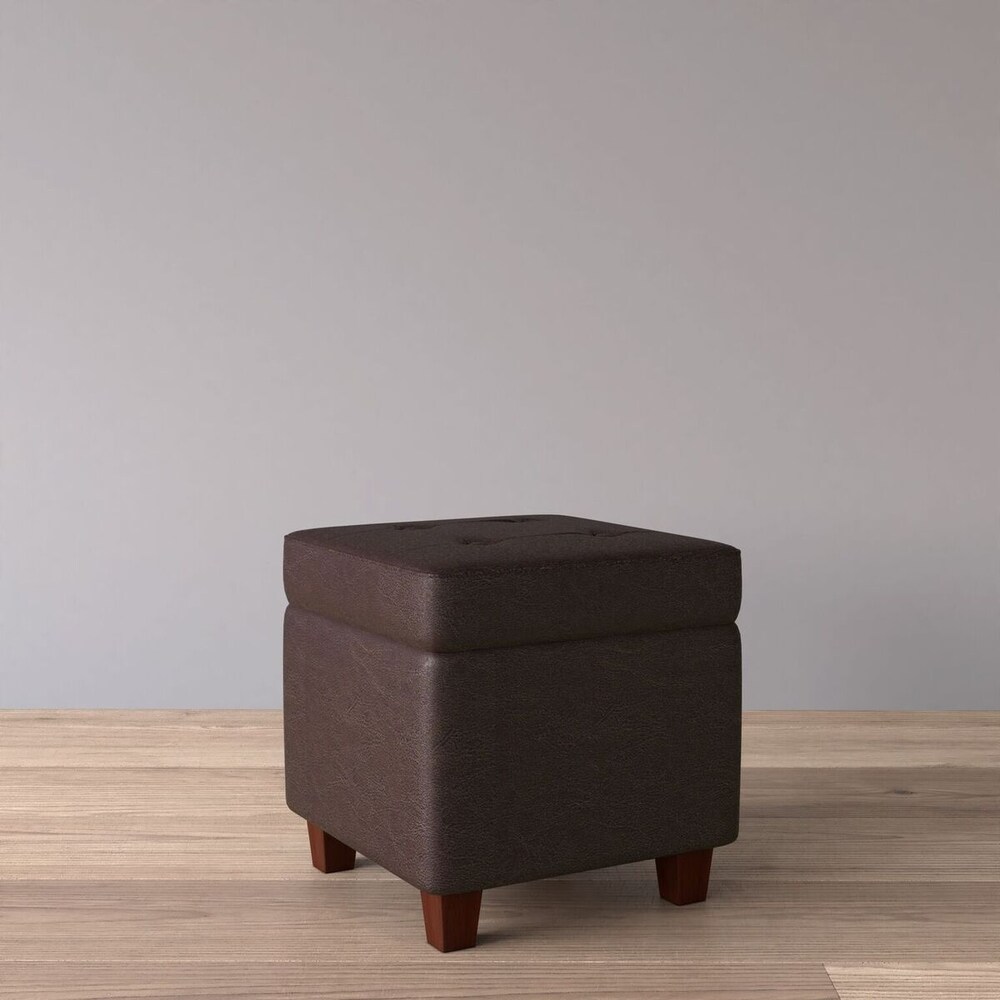 Porch   Den Bittern Square Tufted Faux Leather Storage Ottoman