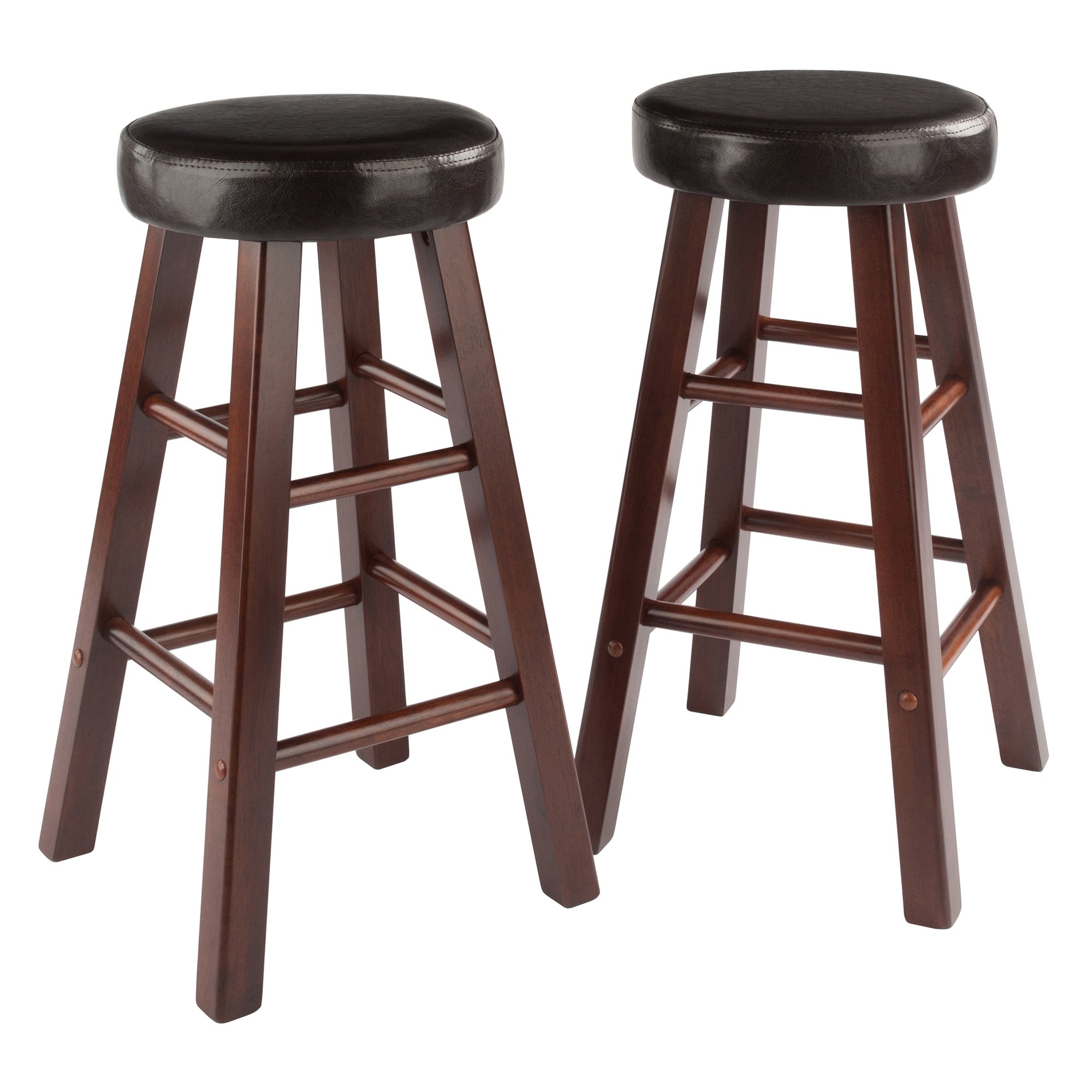 Maria Cushion Seat Counter Stool， 2-Pc Set， Espresso and Walnut