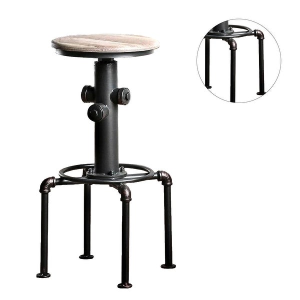 Set of 2 Bar Stool in Antique Black and Natural Tone