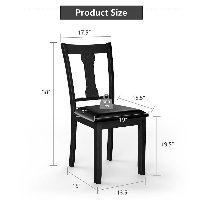 Set of 2 Dining Room Chair with Rubber Wood Frame and Upholstered Padded Seat