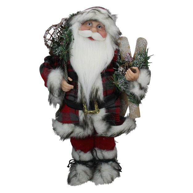 Alpine Chic Standing Santa Claus With Snowshoes And Skis Christmas Figure