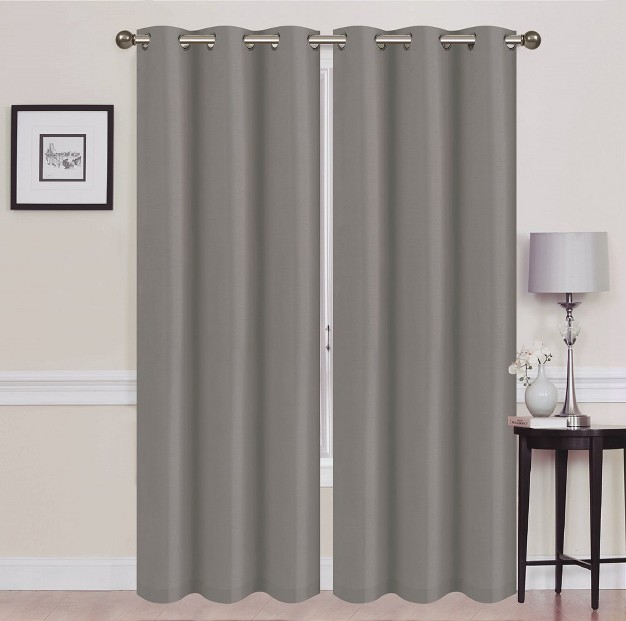 Solid Blackout Thermal Grommet Curtain Panels With Foam Backing set Of 2