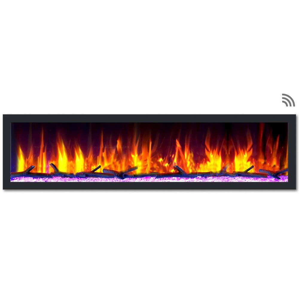 Dynasty Fireplaces 74 in. Cascade Flush-Mount LED Electric Fireplace in Black DY-BTX74