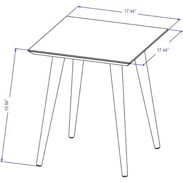 Utopia High Square End Table With Splayed Wooden Legs Gloss White Manhattan Comfort