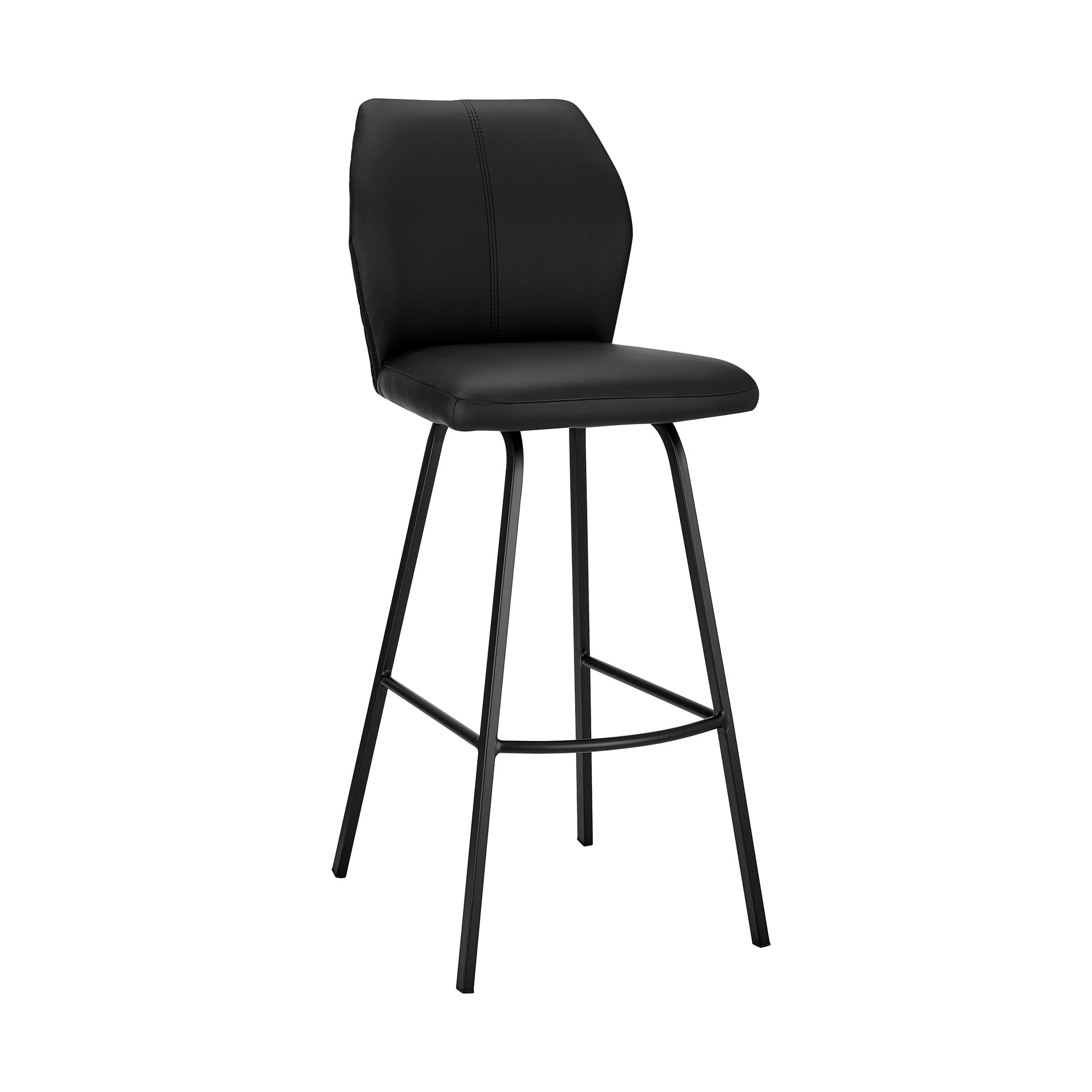 Tandy Black Faux Leather and Black Metal 30 Bar Stool