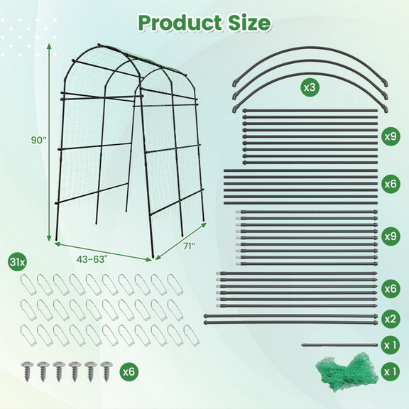 Costway 52481967 7.5 Feet Garden Arch Trellis with...