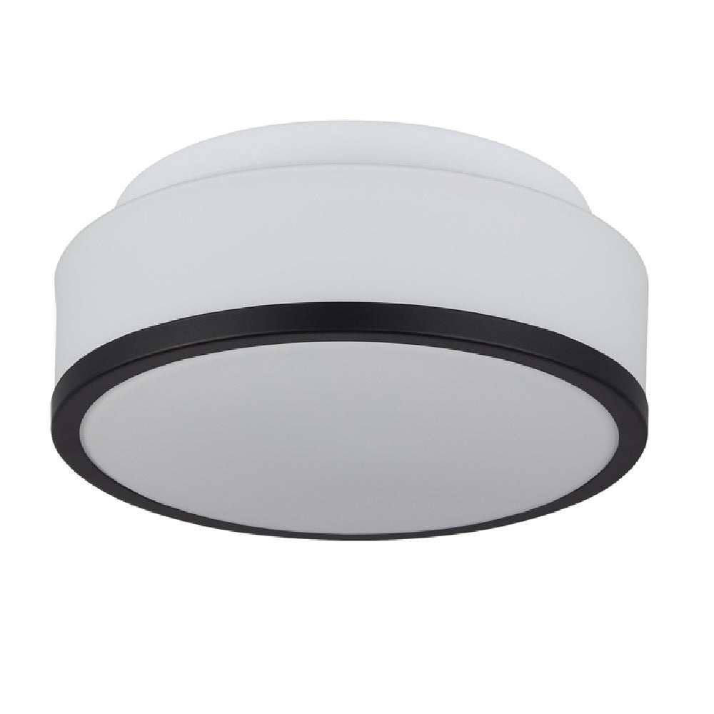 Searchlight 7039-23BK Black Bathroom Modern Round Flush Light with Glass Shade 230mm