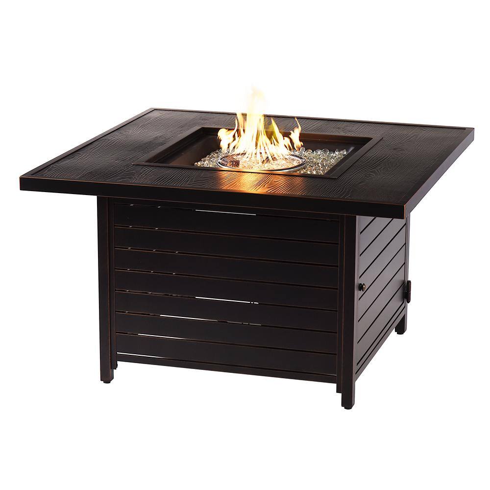 Oakland Living 42 in. x 42 in. Copper Square Aluminum Propane Fire Pit Table with Glass Beads 2 Covers Lid 55000 BTUs NORDIC-FPT-AC