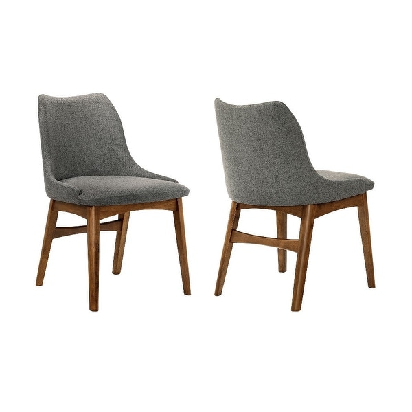 Charcoal Fabric and Walnut Wood Dining Side Chairs - Set of 2 - N/A