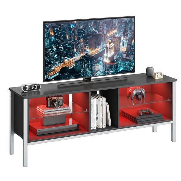 LED Entertainment Center， 65 inch Gaming TV Stand for 70 inch TV