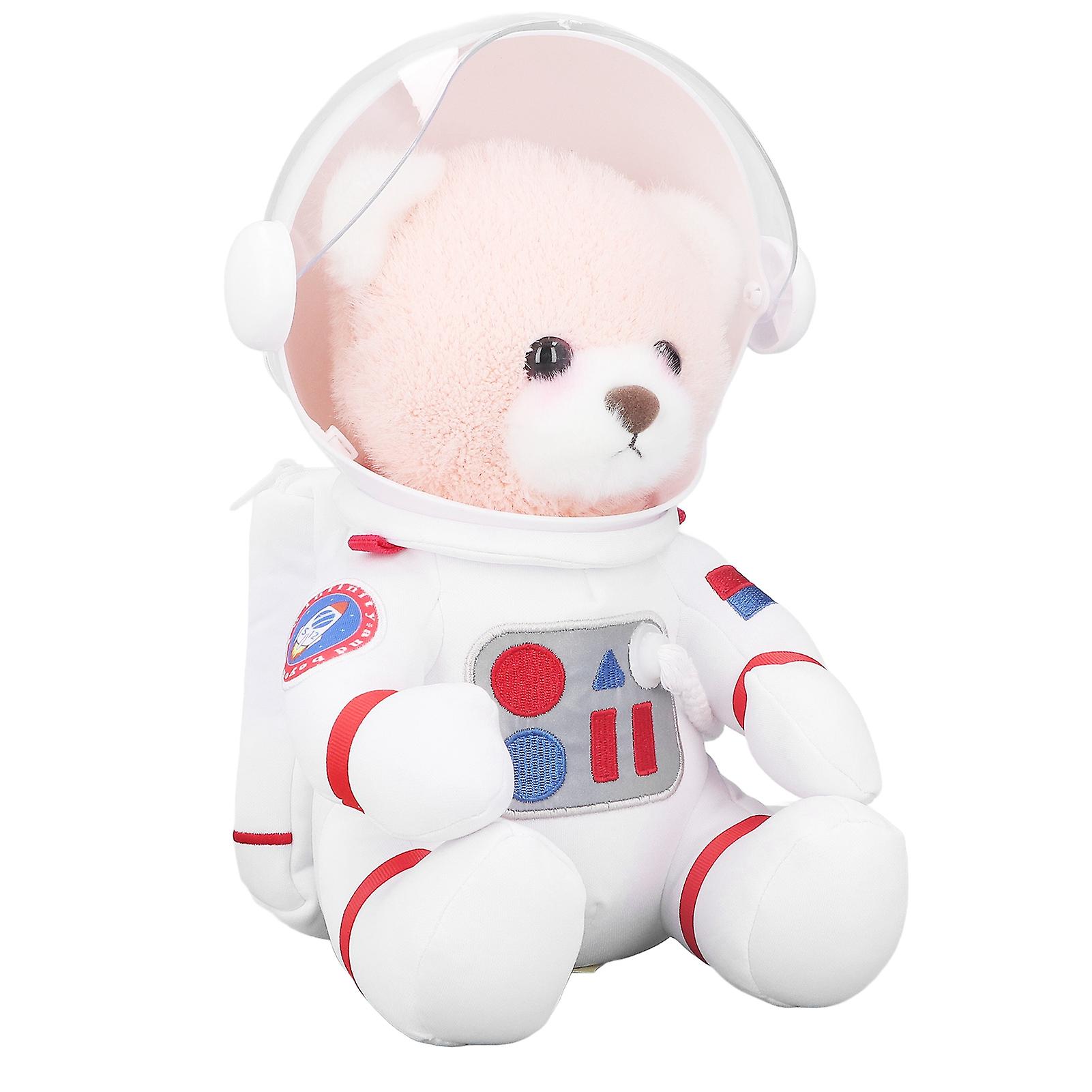 11.81in Space Bear Stuffed Toy Small Bag Adorable Down Cotton Cartoon Bear Doll for Birthday Gift Pink