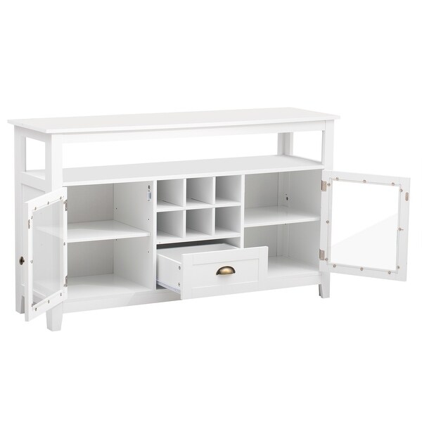 White Entryway Console Table with Shelves Storage Grid